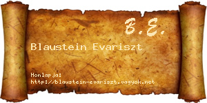 Blaustein Evariszt névjegykártya